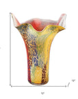 17" Red and Yellow Glass Abstract Novelty Table Vase