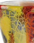 8" Orange Red and Yellow Murano Glass Abstract Oval Table Vase