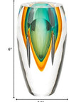 6" Clear Amber and Green Abstract Murano Glass Table Vase