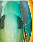 6" Clear Amber and Green Abstract Murano Glass Table Vase
