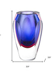 6" Clear And Purple Crystal Glass Table Vase