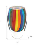 6" Blue Clear Red And Yellow Cylinder Crystal Glass Table Vase