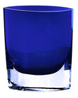 8" Cobalt And Clear Oval Lead Free Crystal Table Vase