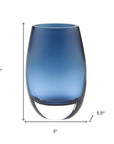 8" Midnight Blue And Clear Oval Lead Free Crystal Table Vase