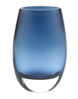 8" Midnight Blue And Clear Oval Lead Free Crystal Table Vase