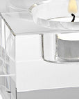 Hand Crafted Crystal Block Pair Of Tlite Holders