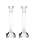Set of Two Clear Crystal Tabletop Taper Candlesticks