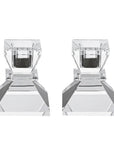 Set of Two Clear Crystal Tabletop Taper Candlesticks