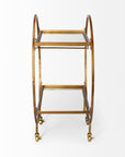 Gold 36" Round Rolling Kitchen Cart With Storage