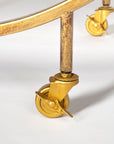 Gold 36" Round Rolling Kitchen Cart With Storage
