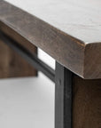 Rectangular Indian Mango Woodbrown Tone Finish W Metal Cladding On The Base Dining Bench