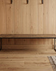 66" Brown And Black Metal and Solid Wood Bench