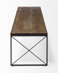 66" Brown And Black Metal and Solid Wood Bench