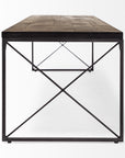 66" Brown And Black Metal and Solid Wood Bench