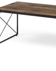 66" Brown And Black Metal and Solid Wood Bench