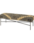 55" Green Brown and Black Upholstered Abstract Cotton Blend Bench