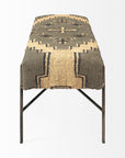 55" Green Brown and Black Upholstered Abstract Cotton Blend Bench