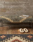 55" Green Brown and Black Upholstered Abstract Cotton Blend Bench