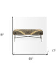 55" Green Brown and Black Upholstered Abstract Cotton Blend Bench
