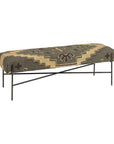 55" Green Brown and Black Upholstered Abstract Cotton Blend Bench