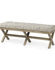 16" Beige and Brown Upholstered Faux Leather Bench