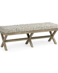 16" Beige and Brown Upholstered Faux Leather Bench