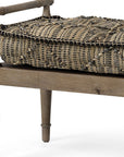 57" Beige And Brown Upholstered Cotton Blend Bench