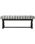 15" Off White and Black Upholstered Faux Leather Bench