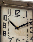 Square Bronze Toned Metal Desk Table Clock With Traditional Black Numbers And Hands