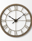 32" Circle Brown Metal Skeleton Wall Clock
