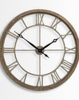 32" Circle Brown Metal Skeleton Wall Clock