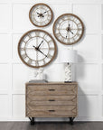 25" Circle Brown Metal Skeleton Wall Clock
