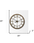 25" Circle Brown Metal Skeleton Wall Clock