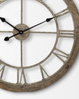 25" Circle Brown Metal Skeleton Wall Clock