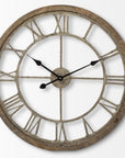 25" Circle Brown Metal Skeleton Wall Clock