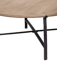 Set of Two Brown and Black Solid Wood and Iron Round Nested Coffee Tables