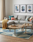 Set of Two Brown Solid Wood Round Nested Coffee Tables