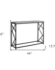 44" Gray and Black Frame Console Table