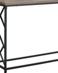 44" Taupe and Black Wood and Metal Frame Console Table