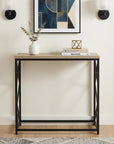 44" Taupe and Black Wood and Metal Frame Console Table