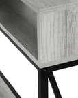 47" Gray and Black Wood and Metal Frame Console Table With Three Shelves