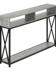 47" Gray and Black Wood and Metal Frame Console Table With Three Shelves