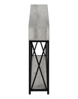 47" Gray and Black Wood and Metal Frame Console Table With Three Shelves