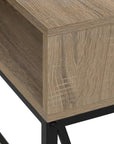 47" Taupe and Black Wood and Metal Frame Console Table With Three Shelves