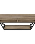 47" Taupe and Black Wood and Metal Frame Console Table With Three Shelves
