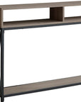 47" Taupe and Black Wood and Metal Frame Console Table With Three Shelves
