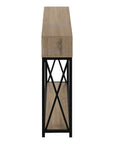 47" Taupe and Black Wood and Metal Frame Console Table With Three Shelves