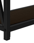 47" Brown and Black Frame Console Table With Shelves