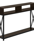 47" Brown and Black Frame Console Table With Shelves