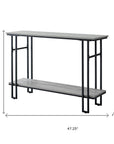 47" Gray and Black Frame Console Table With Shelves